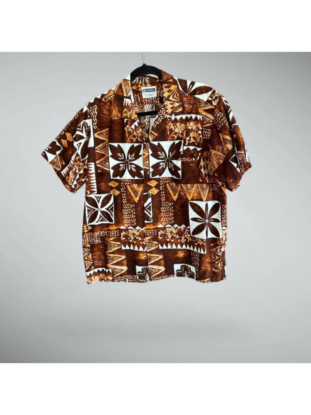 Vintage 70s Hawaiian Barkcloth McInerny by Kamehameha Tribal Shirt